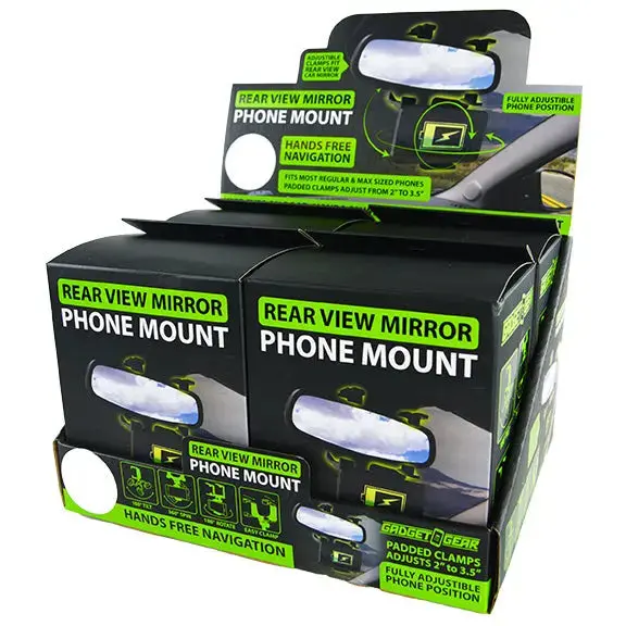 Phone Mount With Rearview Mirror Clamp - 4 Pieces Per Retail Ready Display 22786 1