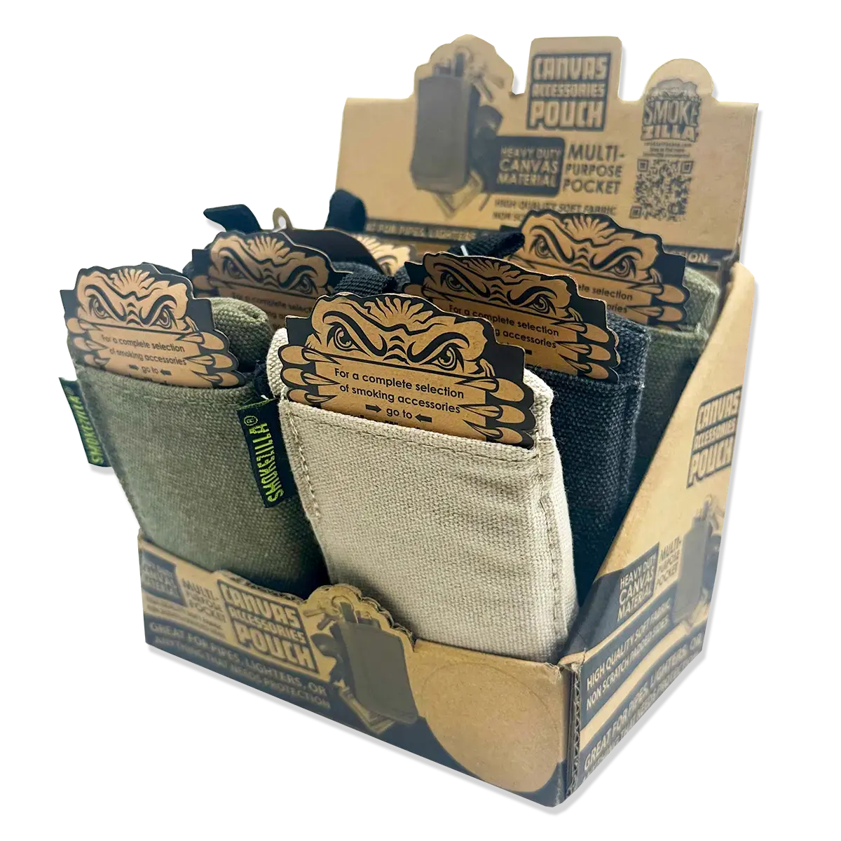 Canvas Accessories Smokers Pouch With Zipper - 6 Pieces Per Retail Ready Display 22859 1