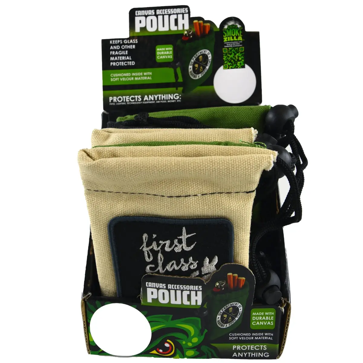 Canvas Smoker Accessories Pouch With Patch - 6 Pieces Per Retail Ready Display 22930 2