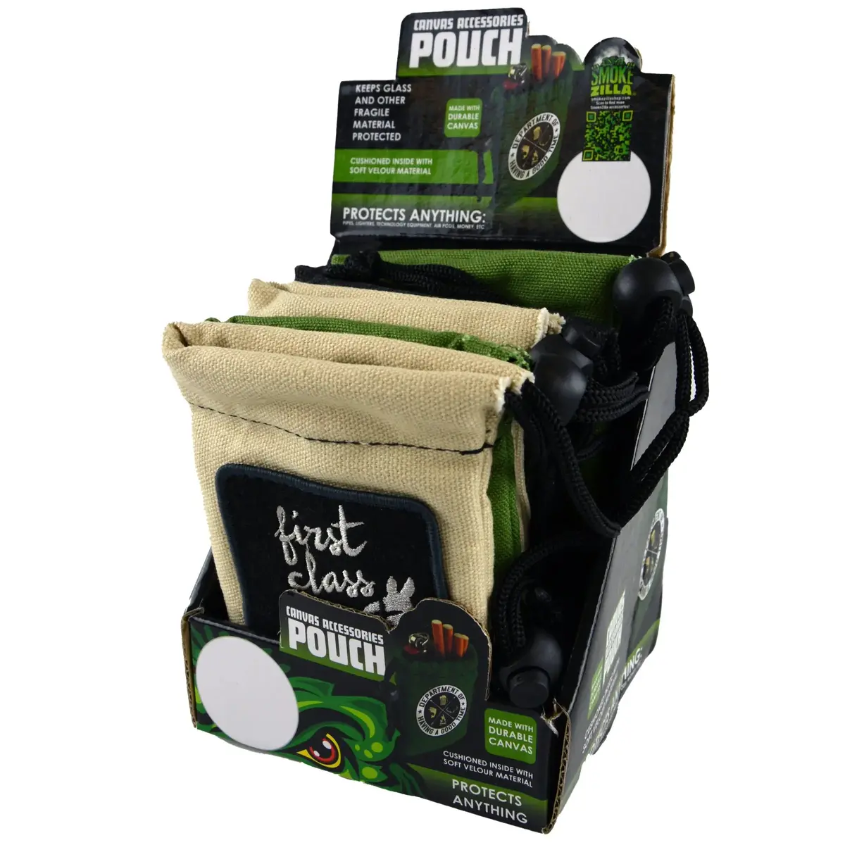 Canvas Smoker Accessories Pouch With Patch - 6 Pieces Per Retail Ready Display 22930 1