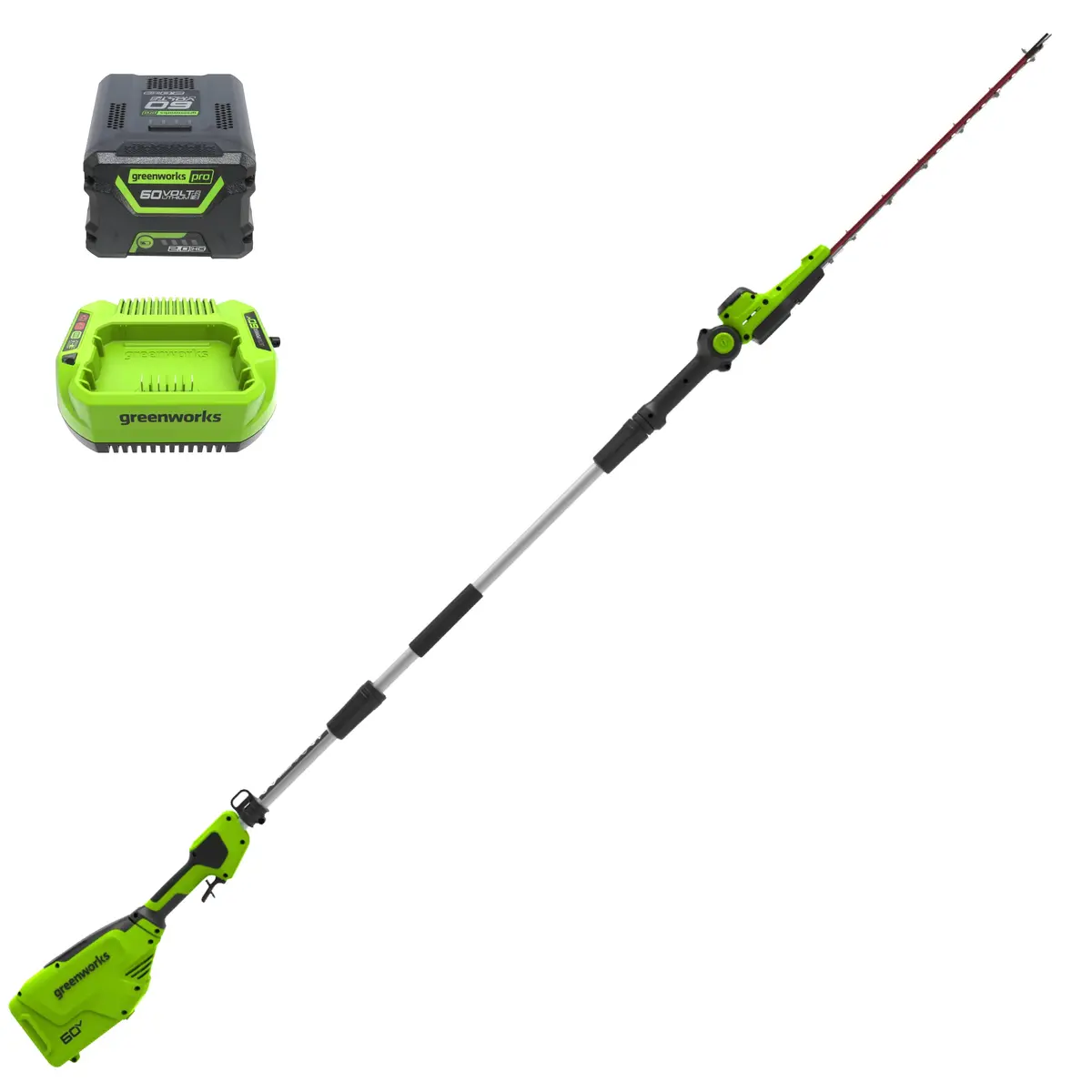 60V 20" Cordless Battery Pole Hedger, 2.0Ah Battery And 3A Charger Included 1