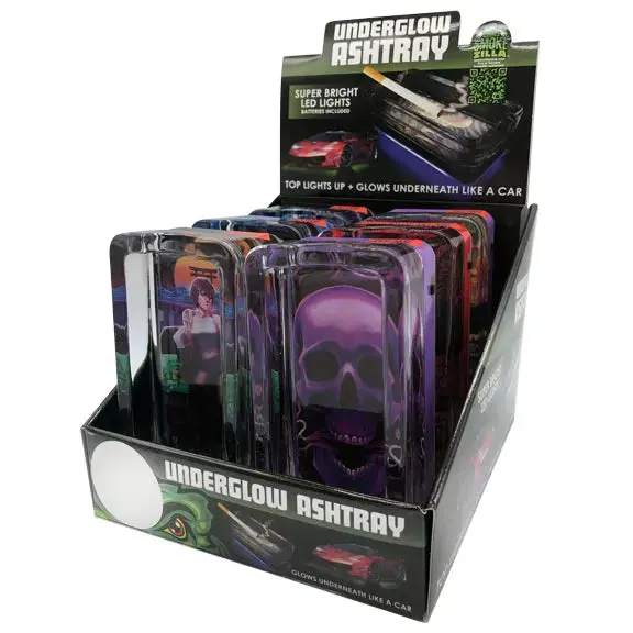Glass Ashtray With Led Light Design - 6 Pieces Per Retail Ready Display 23103 1