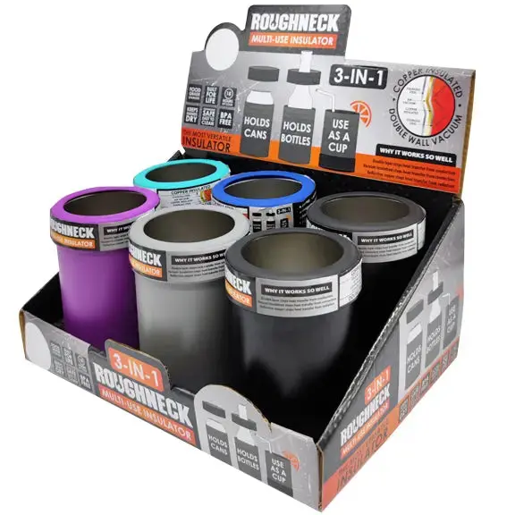 Metal Insulated Can And Bottle Cooler - 6 Pieces Per Retail Ready Display 23120 1