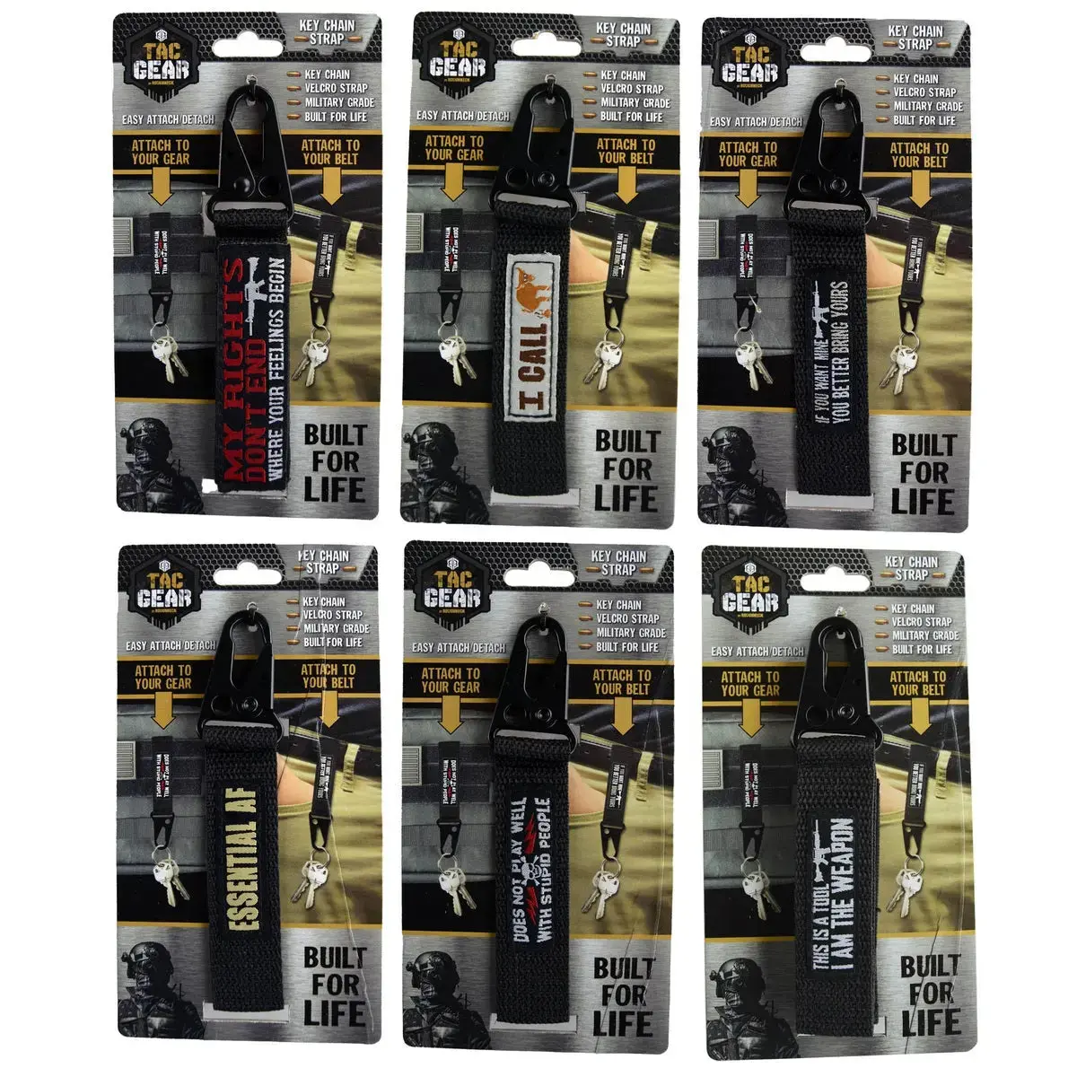 Patriotic Molle Strap Key Chain With Heavy Duty Clip - 6 Pieces Per Retail Ready Display 23189 2