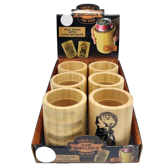 Wood Insulated Can And Bottle Cooler - 6 Pieces Per Retail Ready Display 23222 2