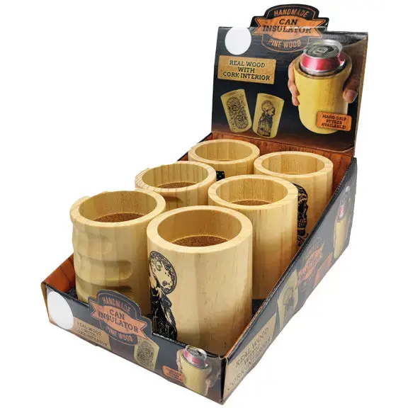 Wood Insulated Can And Bottle Cooler - 6 Pieces Per Retail Ready Display 23222 1