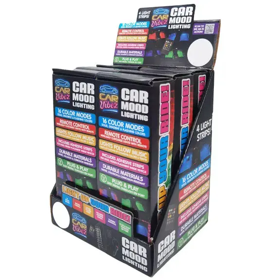 Car Mood Lighting With Remote Control - 6 Pieces Per Retail Ready Display 23307 1