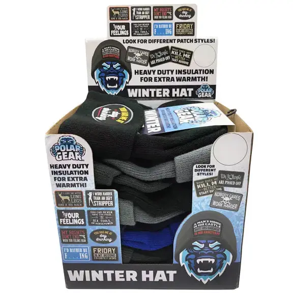 Cuffed Knit Hat Beanie With Patch - 12 Pieces Per Retail Ready Display 23366 2