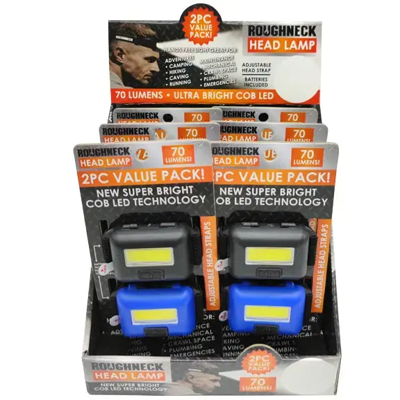 Headlamp Led Flashlight 2 Pack - 6 Pieces Per Retail Ready Display 23389 2