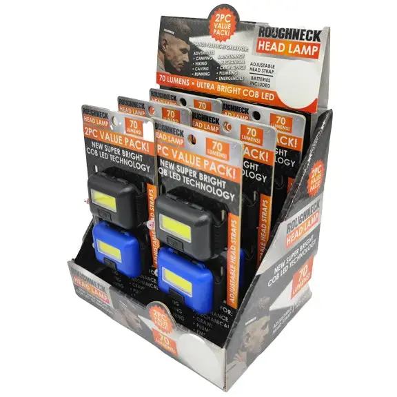 Headlamp Led Flashlight 2 Pack - 6 Pieces Per Retail Ready Display 23389 1