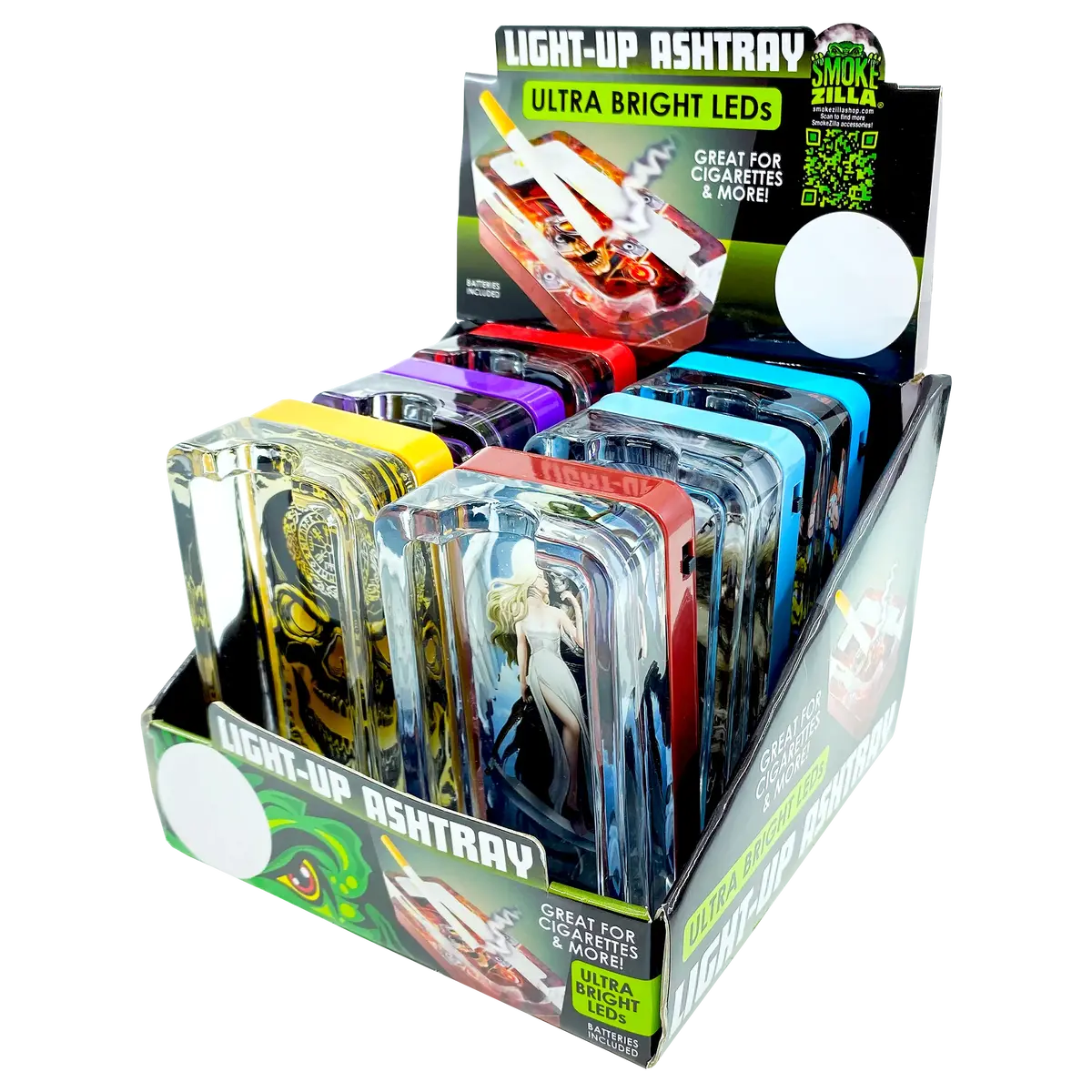 Glass Ashtray With Led Light-Up Design - 6 Pieces Per Retail Ready Display 23522 1