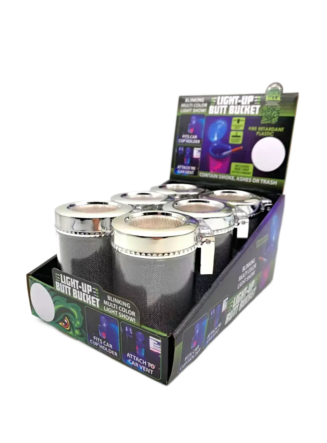 Light Show Butt Bucket Ashtray With Multi-Color Led Lights - 6 Pieces Per Retail Ready Display 23532 1