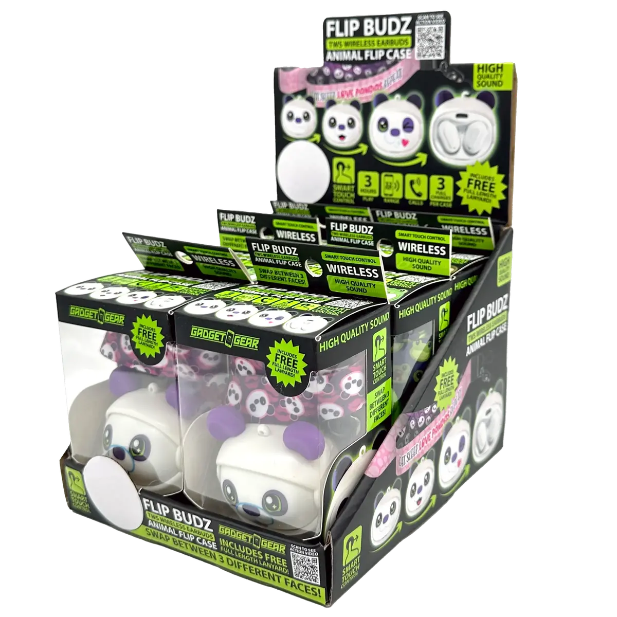 Wireless Earbuds Animal Themed With Case And Lanyard - 6 Pieces Per Retail Ready Display 23561 1