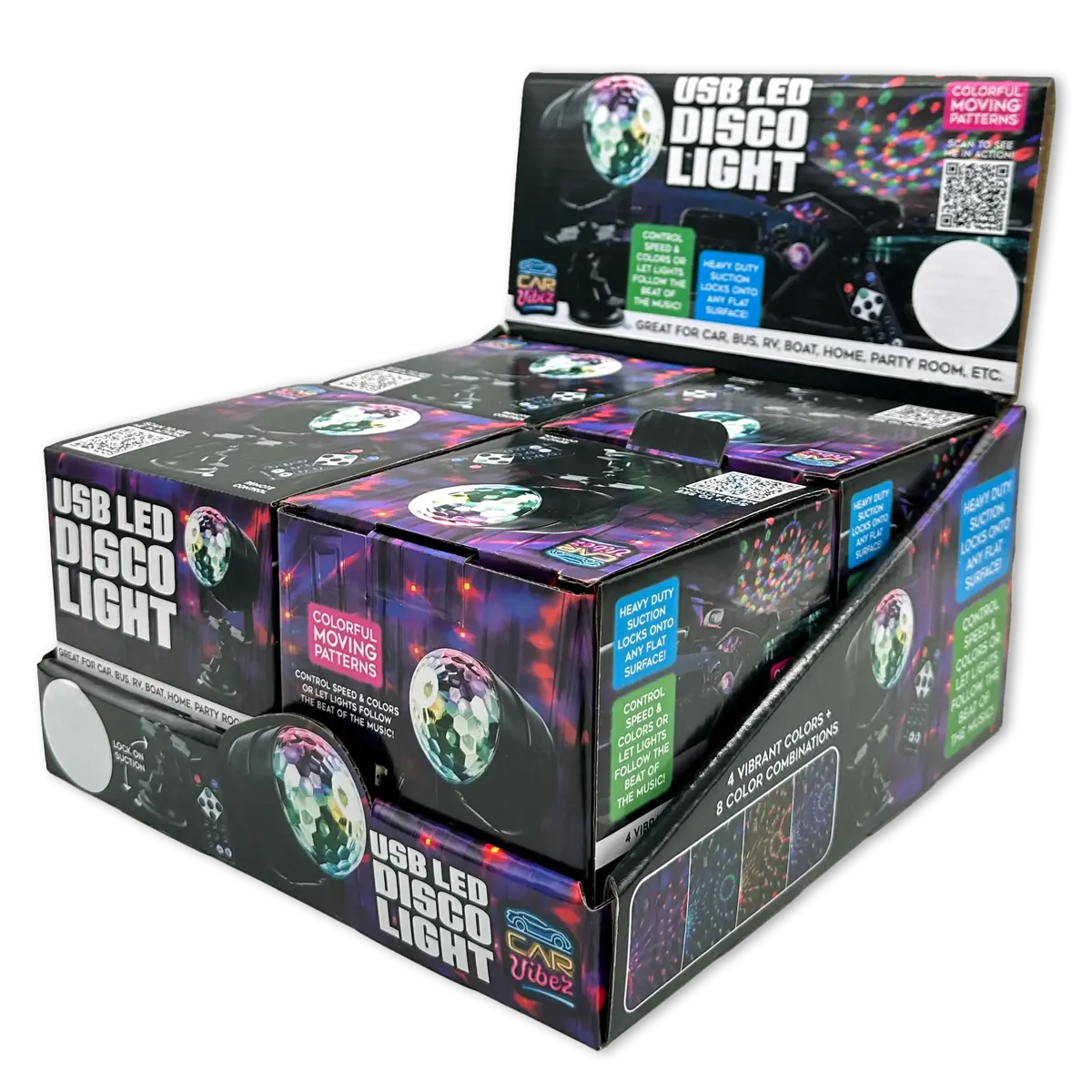 Mood Light Usb Led Disco Light With Suction Cup Mount - 4 Pieces Per Retail Ready Display 23575 1