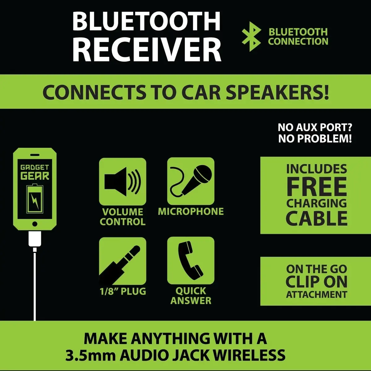 Bluetooth Compatible Receiver With Mic - 4 Pieces Per Pack 23611 2