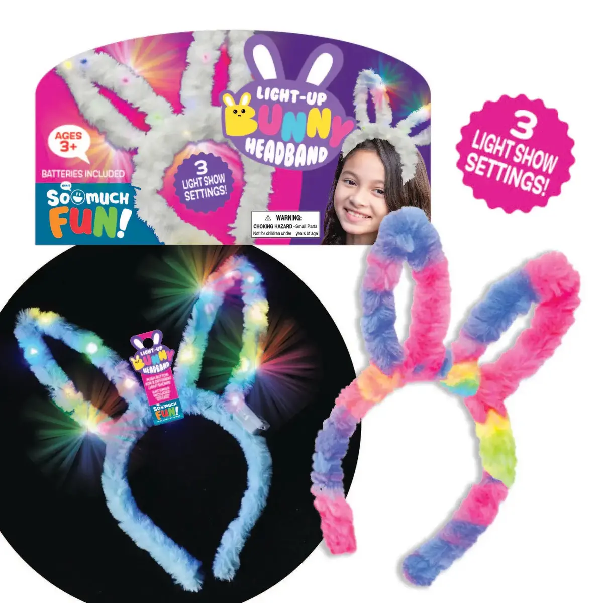 Headband Flashing Bunny Ears - 12 Pieces Per Pack 23655 1