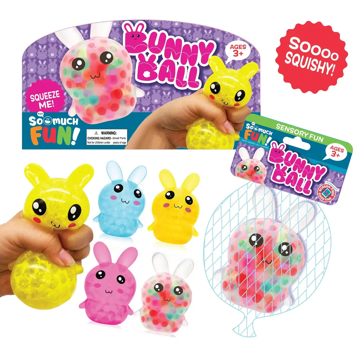 Squish And Squeeze Bunny Water Bead Toy - 12 Pieces Per Pack 23671 1