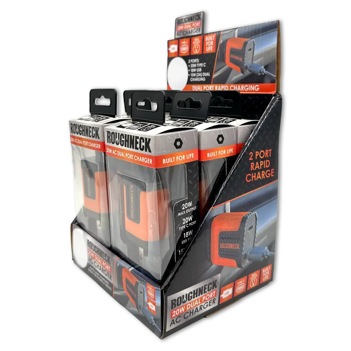 Ac Wall Charger Dual Port Usb / Usb-C 20 Watts - 6 Pieces Per Retail Ready Display 23689 1