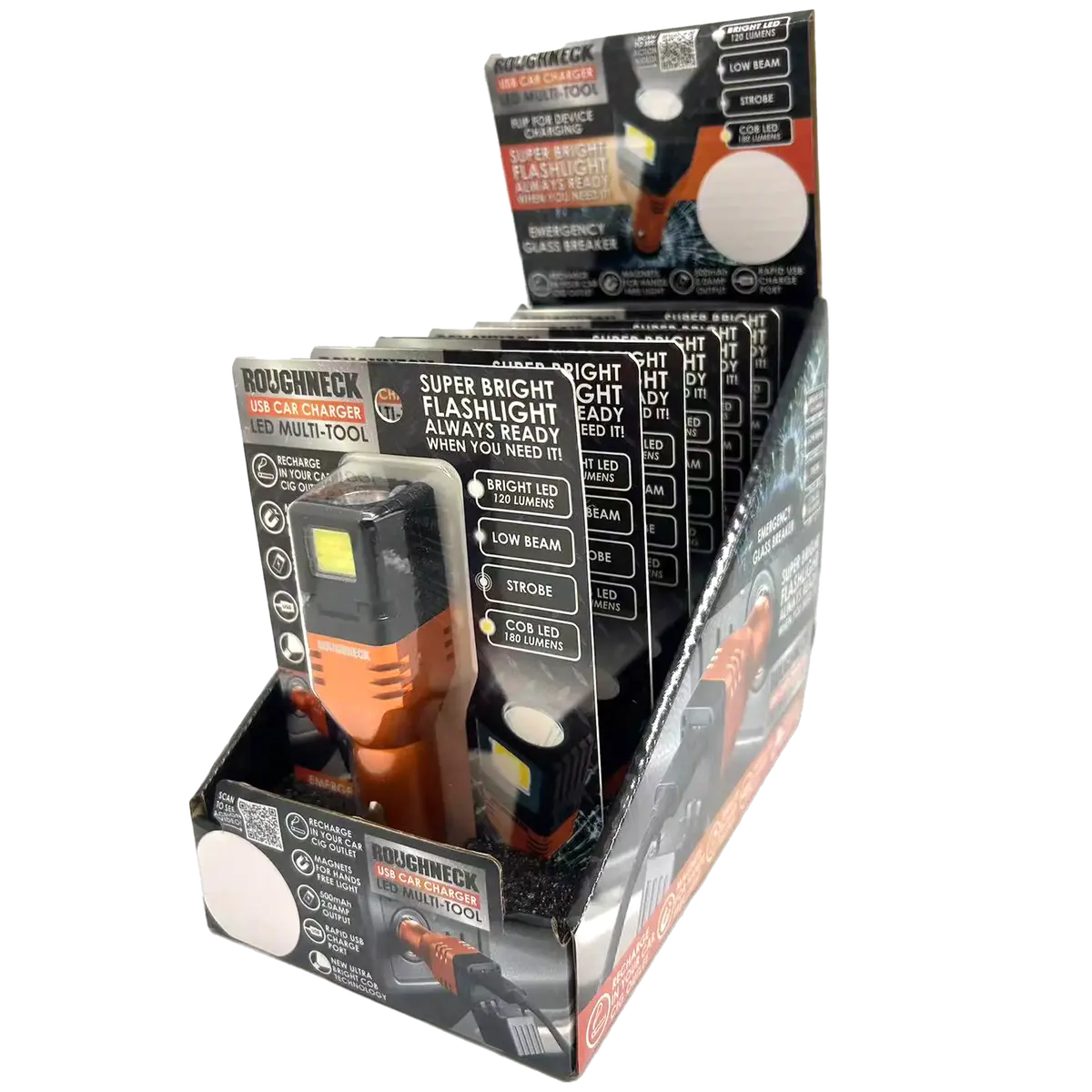 Car Charger  Dc Dual Port Usb / Usb-C With Flashlight - 6 Pieces Per Retail Ready Display 23693 1