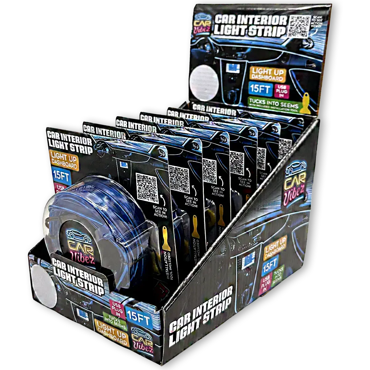 Car Interior Light Strip Usb - 6 Pieces Per Retail Ready Display 23698 1