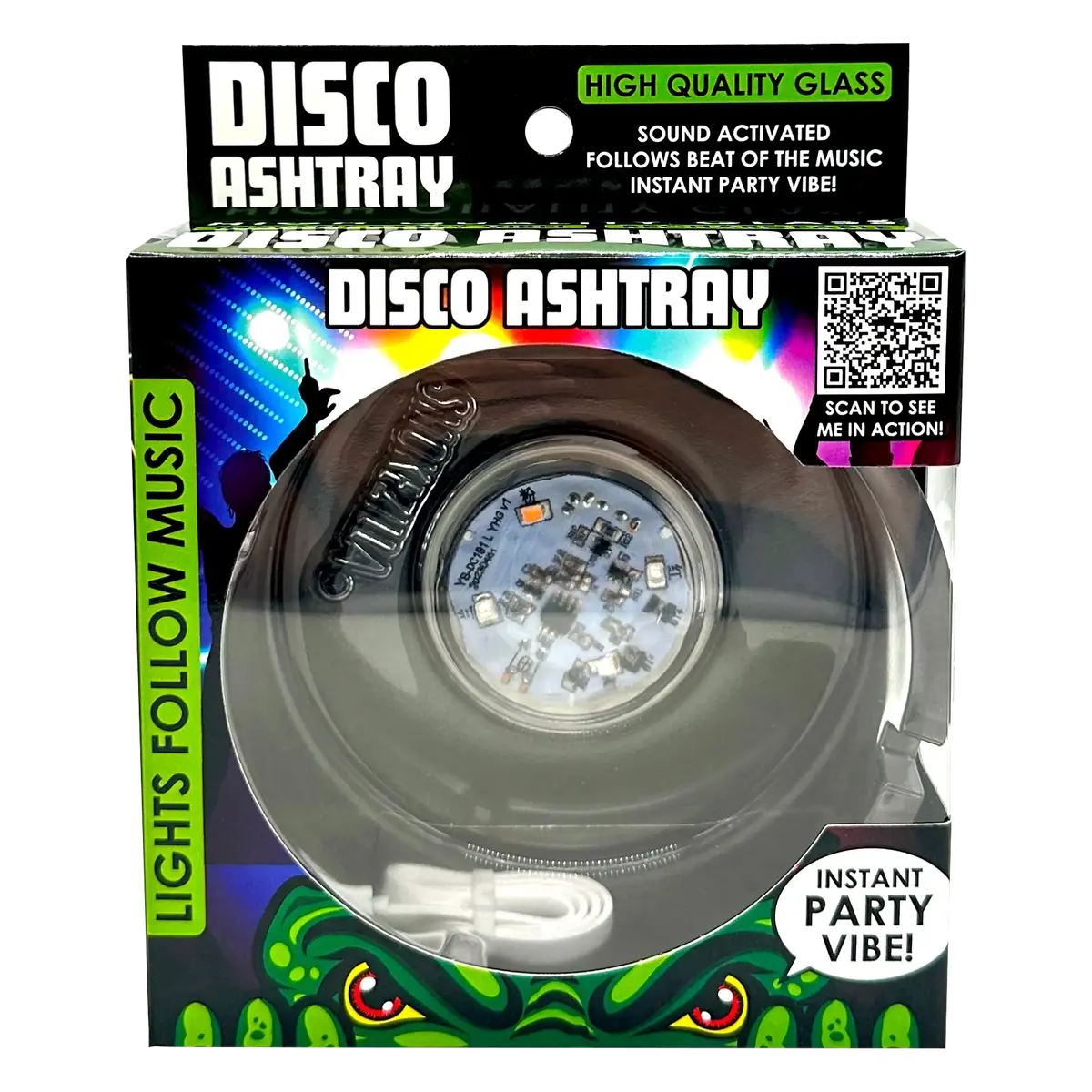 Disco Glass Ashtray With Sound Activated Led Lights - 6 Pieces Per Retail Ready Display 23743 2