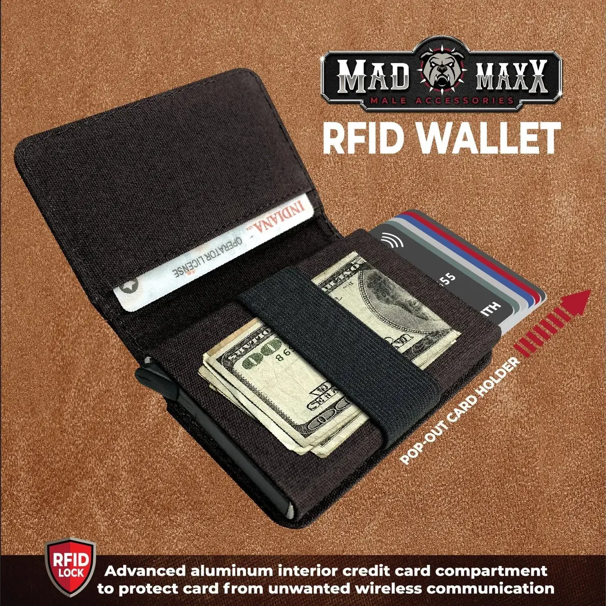 Canvas Rfid Block Slim Wallet - 6 Pieces Per Retail Ready Display 23746 2