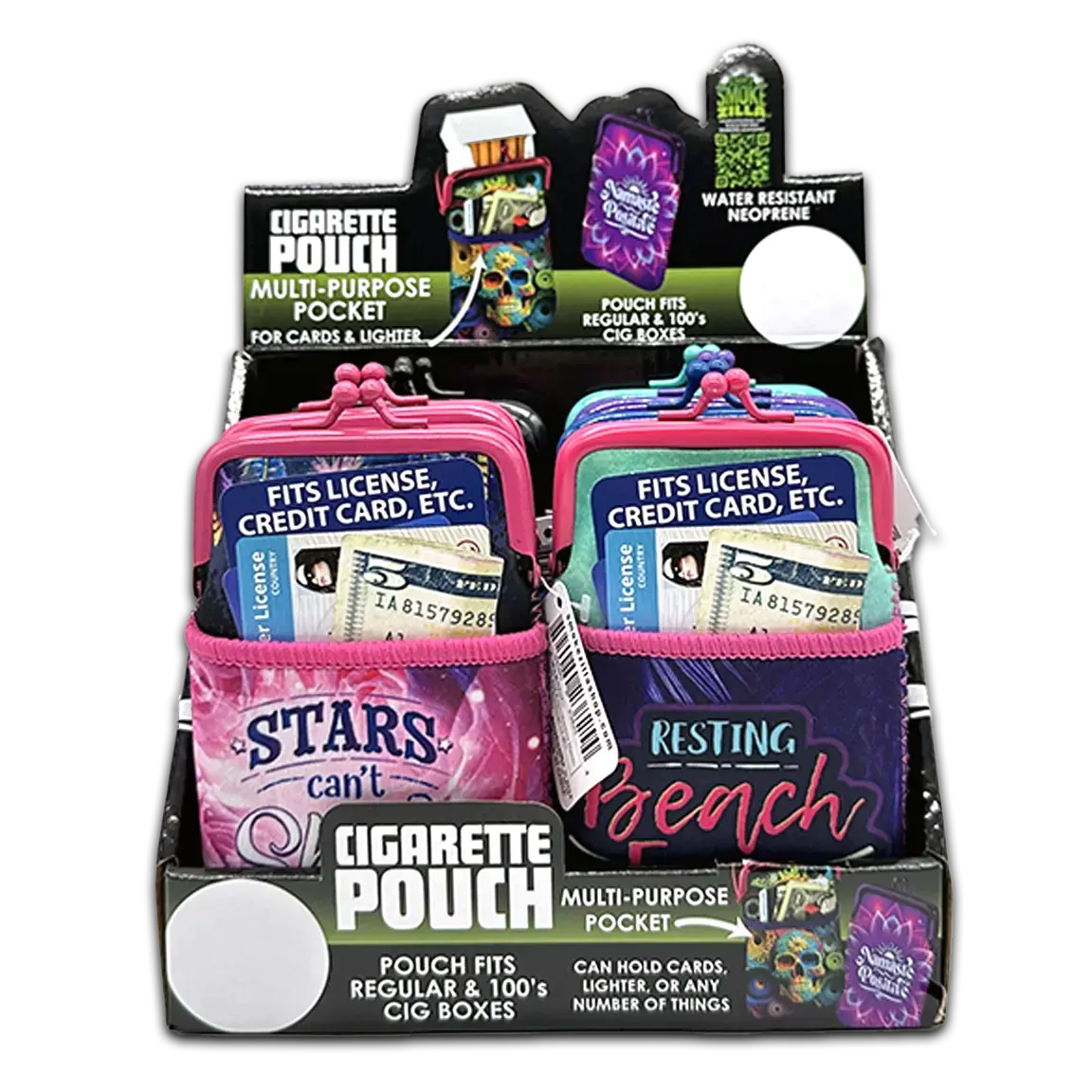 Neoprene Cigarette Pouch With Pocket - 8 Pieces Per Retail Ready Display 23825 2