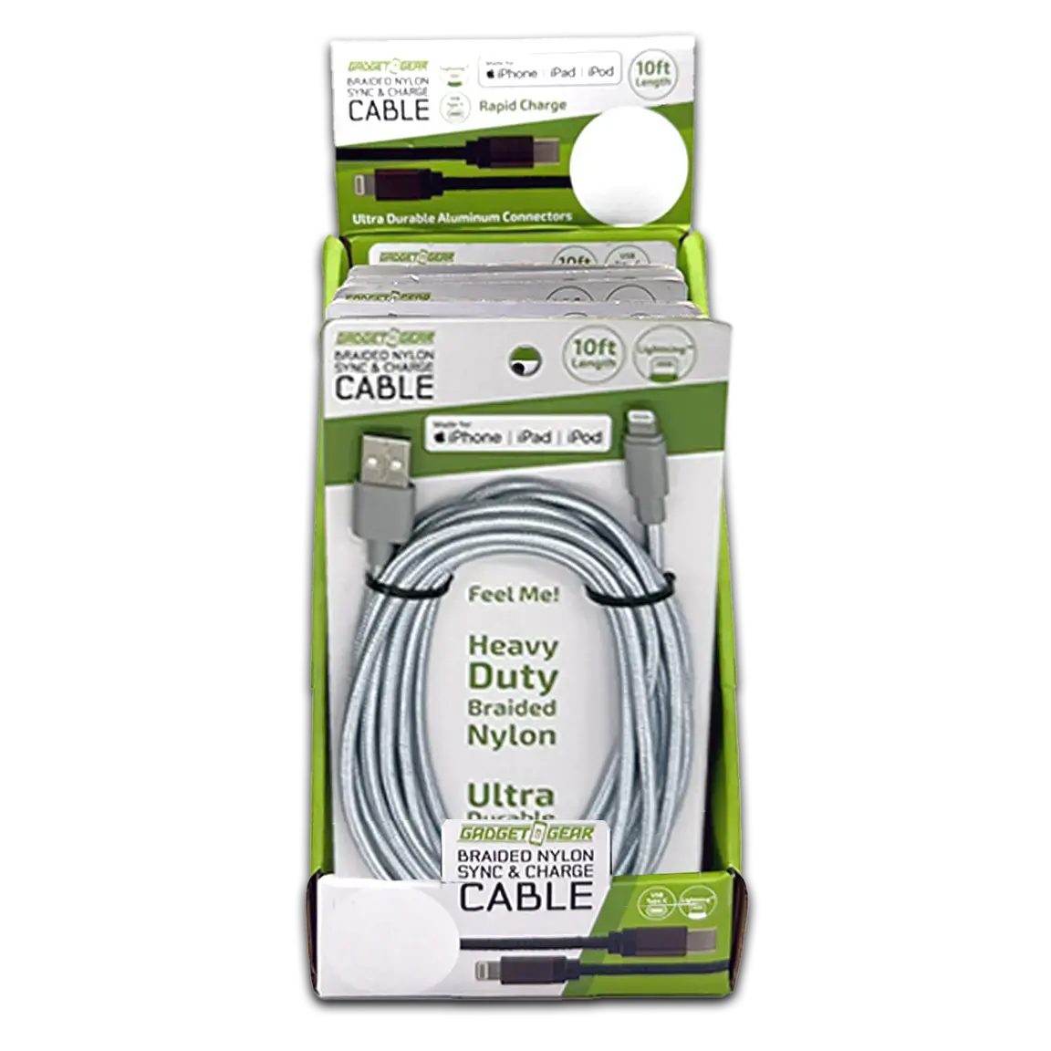 Charging Cable Usb To Lightning 10Ft 2.4 Amp - 6 Pieces Per Retail Ready Display 23827 2
