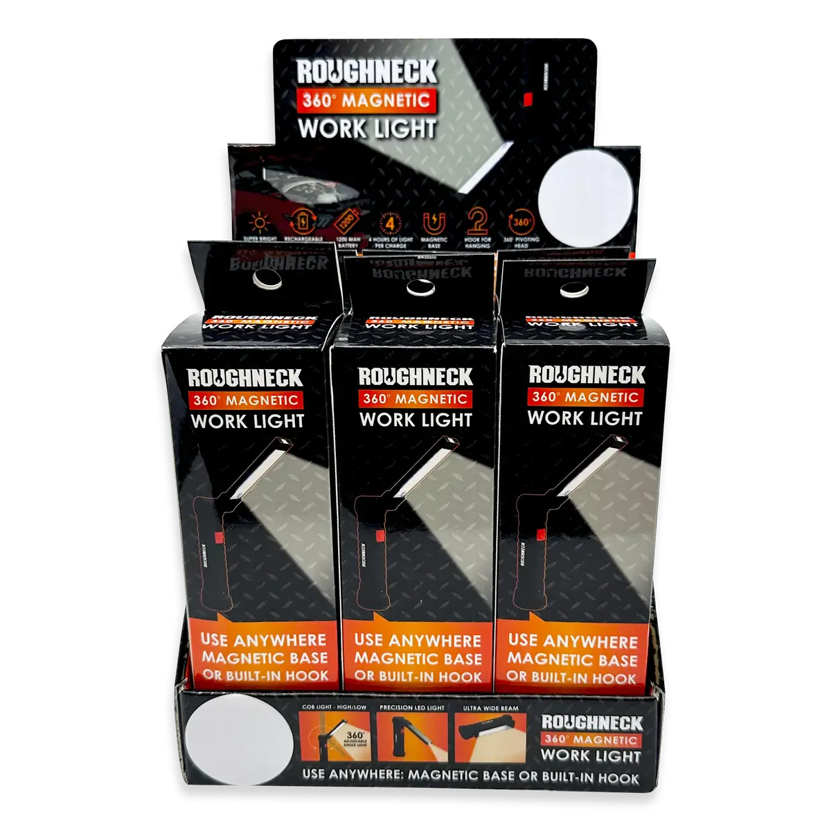 Rechargeable Led Work Flashlight With Magnetic Base - 6 Pieces Per Retail Ready Display 23862 2