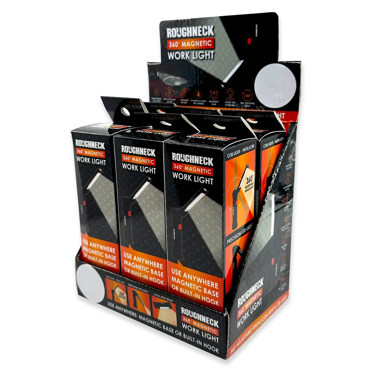 Rechargeable Led Work Flashlight With Magnetic Base - 6 Pieces Per Retail Ready Display 23862 1