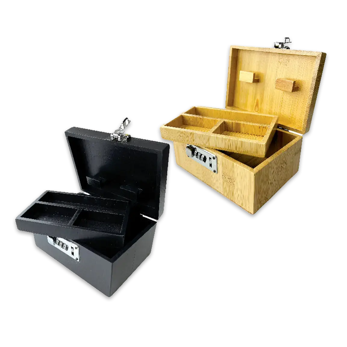 Wood Locking Storage Box With Tray - 6 Pieces Per Retail Ready Display 23893 2