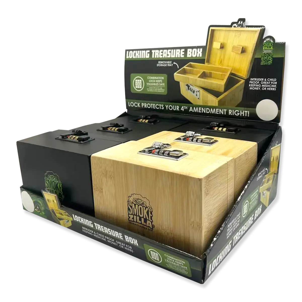 Wood Locking Storage Box With Tray - 6 Pieces Per Retail Ready Display 23893 1