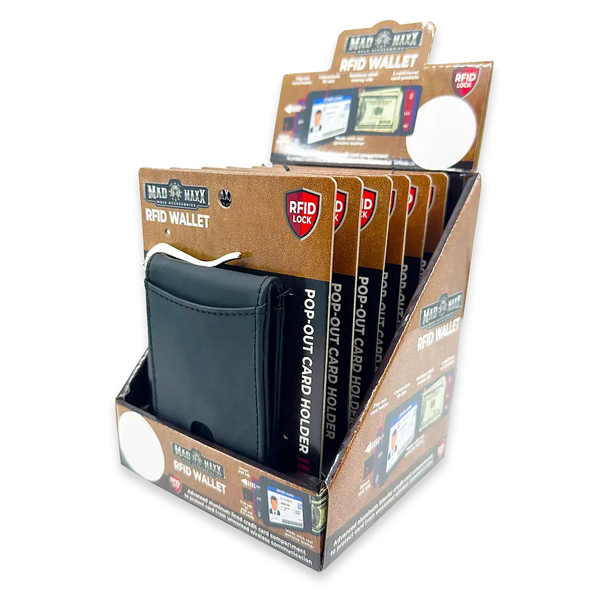 Leather Rfid Blocking Ultra Slim Wallet - 6 Pieces Per Retail Ready Display 24003 1