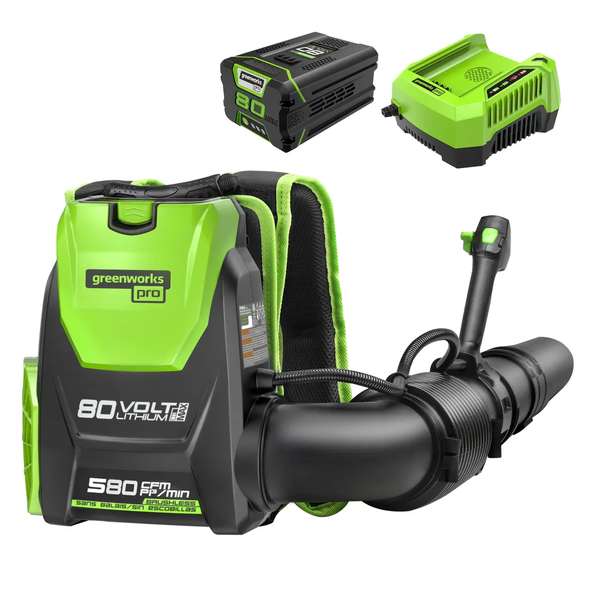 80V 180 Mph - 610 Cfm Brushless Backpack Blower, 2.5Ah Battery And Charger Included - Bpb80l2510 1