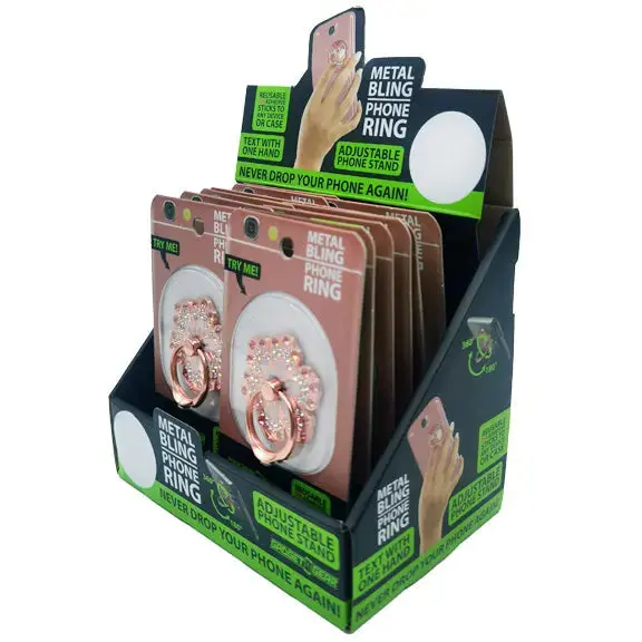 Phone Ring With Rhinestones - 12 Pieces Per Retail Ready Display 24156 1