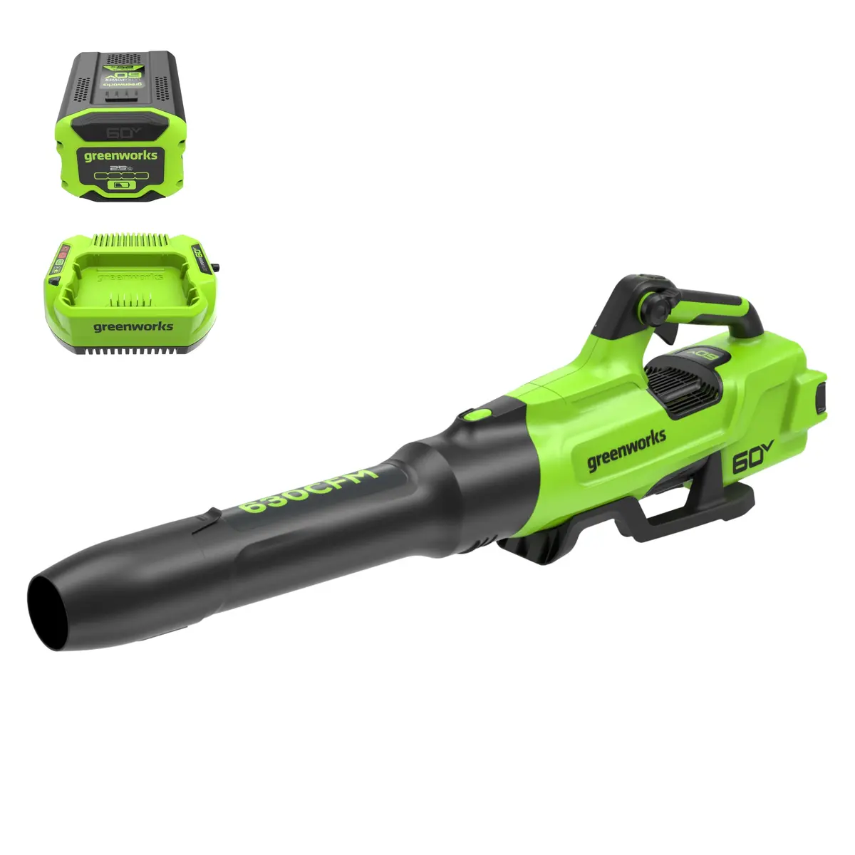 60V 630 Cfm - 170 Mph Leaf Blower, 2.5Ah Battery And 3 Amp Charger Included 1