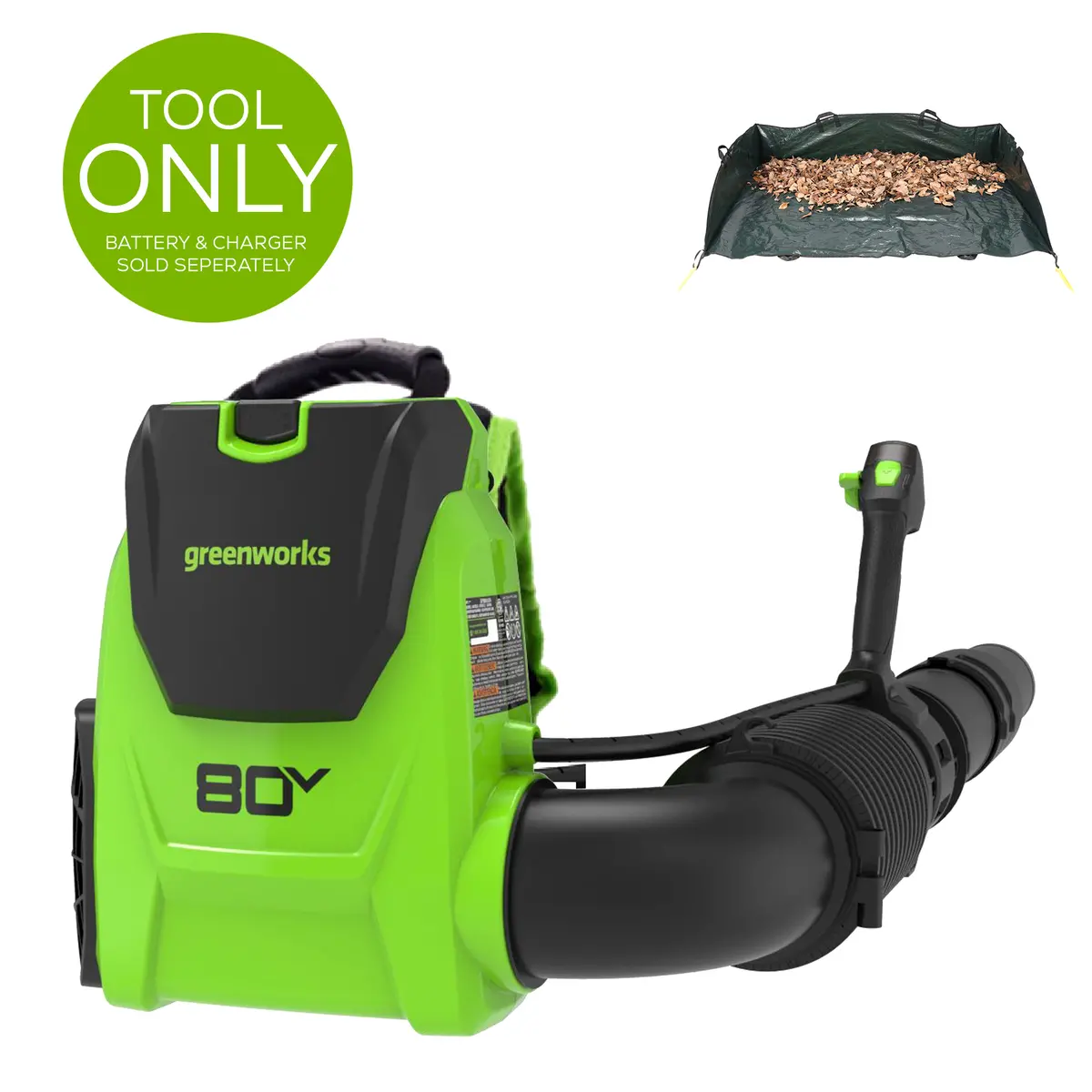 80V 780 Cfm Brushless Cordless Backpack Blower With Leaf Hauler, Tool Only 1
