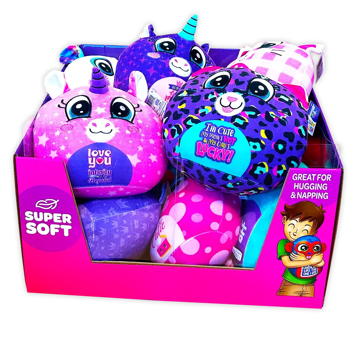 Kids Fluffy Stuffy Pillow Plush 12 Pieces Per Retail Ready Display 24406 2