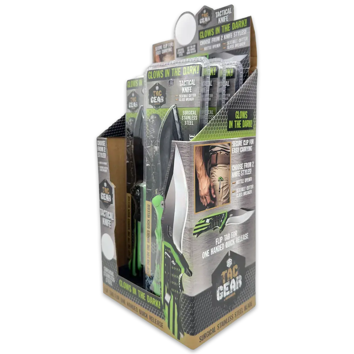 Pocket Knife Glow In The Dark With Bottle Opener - 6 Pieces Per Retail Ready Display 24450 1