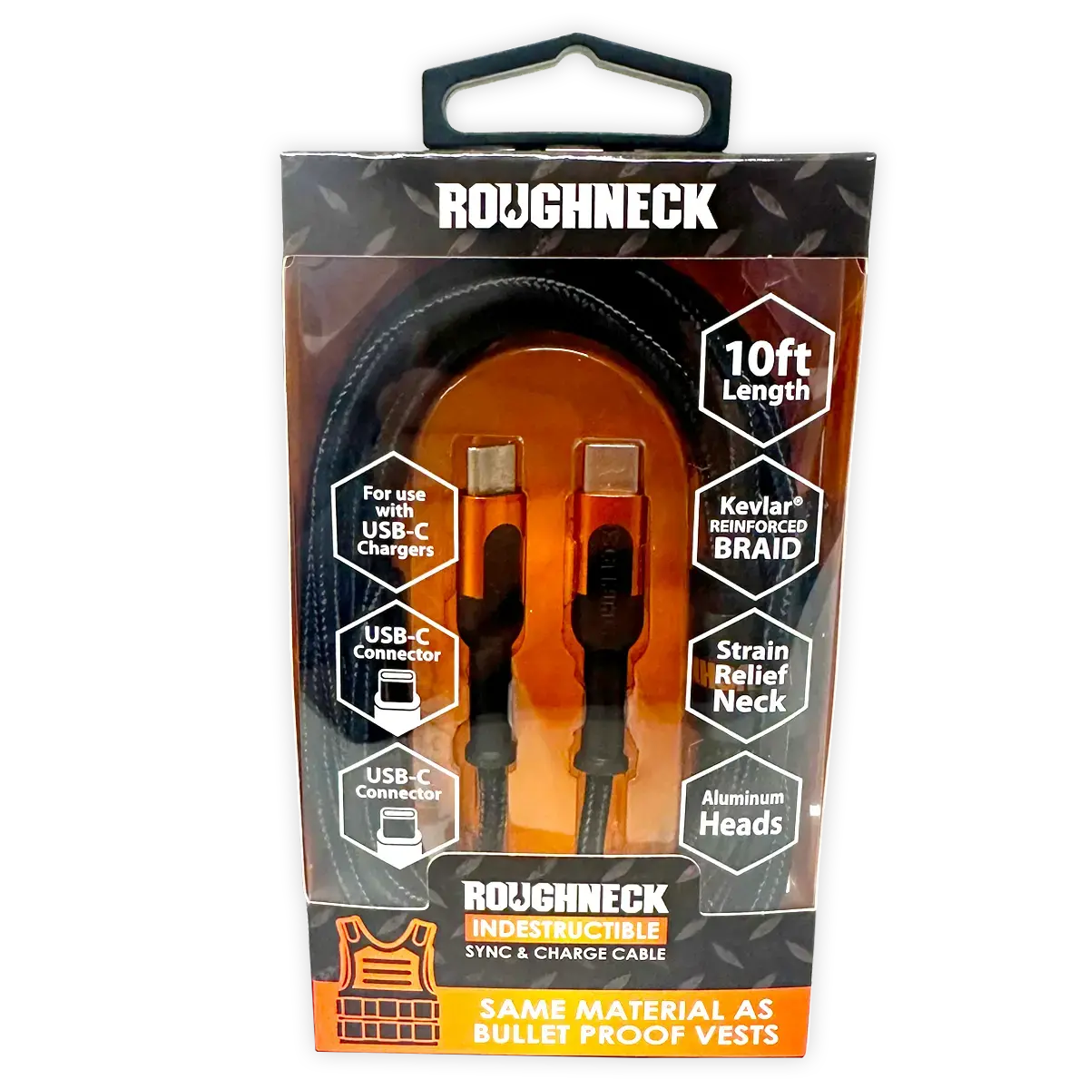 Charging Cable Roughneck Usb-C To Usb-C 10Ft 2.4 Amp - 3 Pieces Per Pack 24571 2