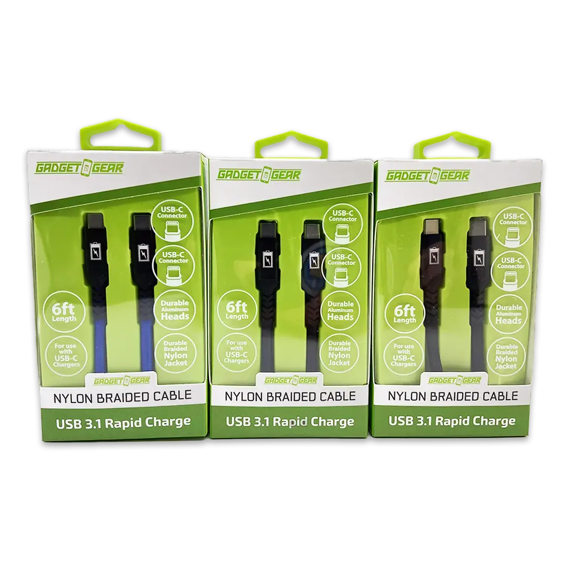 Charging Cable Nylon Braided Usb-C To Usb-C 6Ft - 3 Pieces Per Pack 24619 1