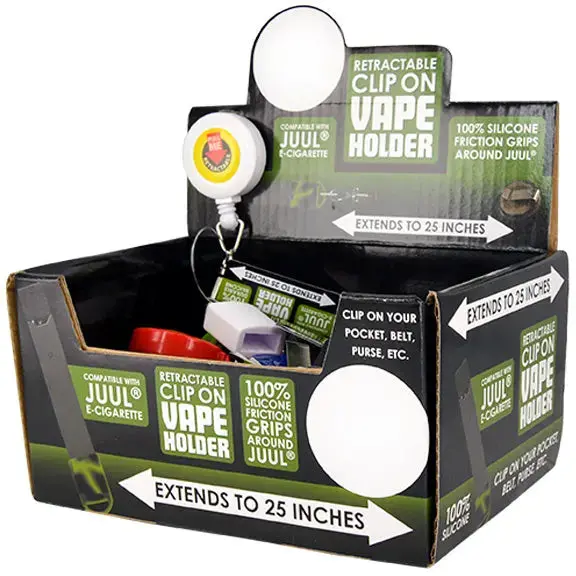 Clip On Vape Holder With Retractable Cord - 18 Pieces Per Retail Ready Display 24670 1