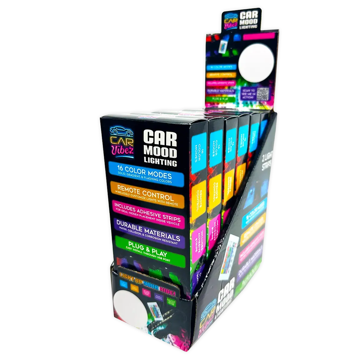 Car Mood Lighting With Remote - 6 Pieces Per Retail Ready Display 24694 1