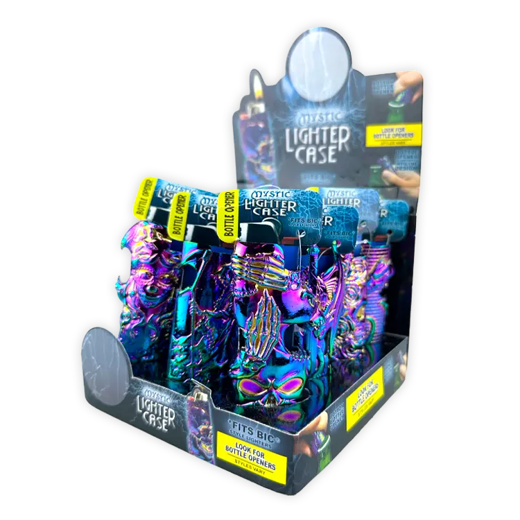 Metal Rainbow Mystic Lighter Case With Bottle Opener- 12 Pieces Per Retail Ready Display 24829 1