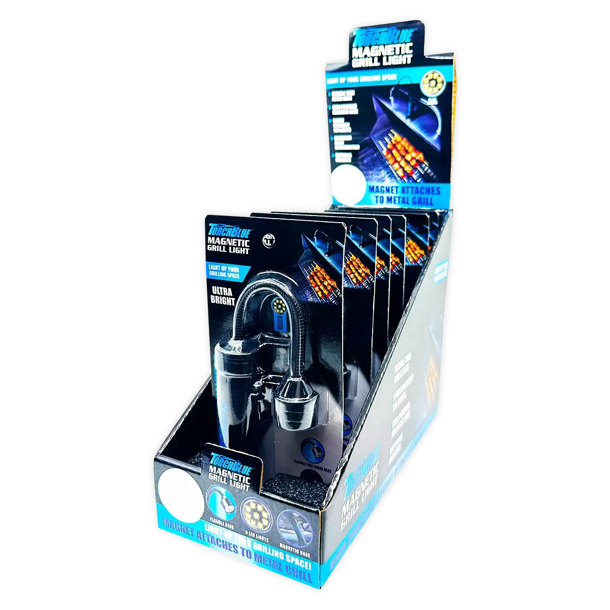 Grill Led Flashlight Matte Finish With Magnetic Stand - 6 Pieces Per Retail Ready Display 24969 1