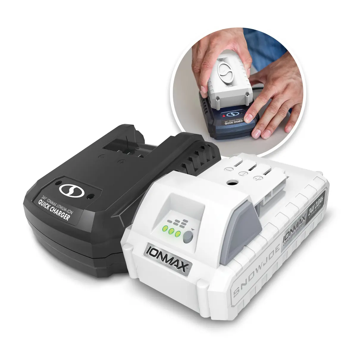 Snow Joe + Sun Joe Certified Authentic 24V-2Amp-Sk1r 24-Volt* Ionmax Starter Kit | W/ 2.0-Ah Battery + Quick Charger 1