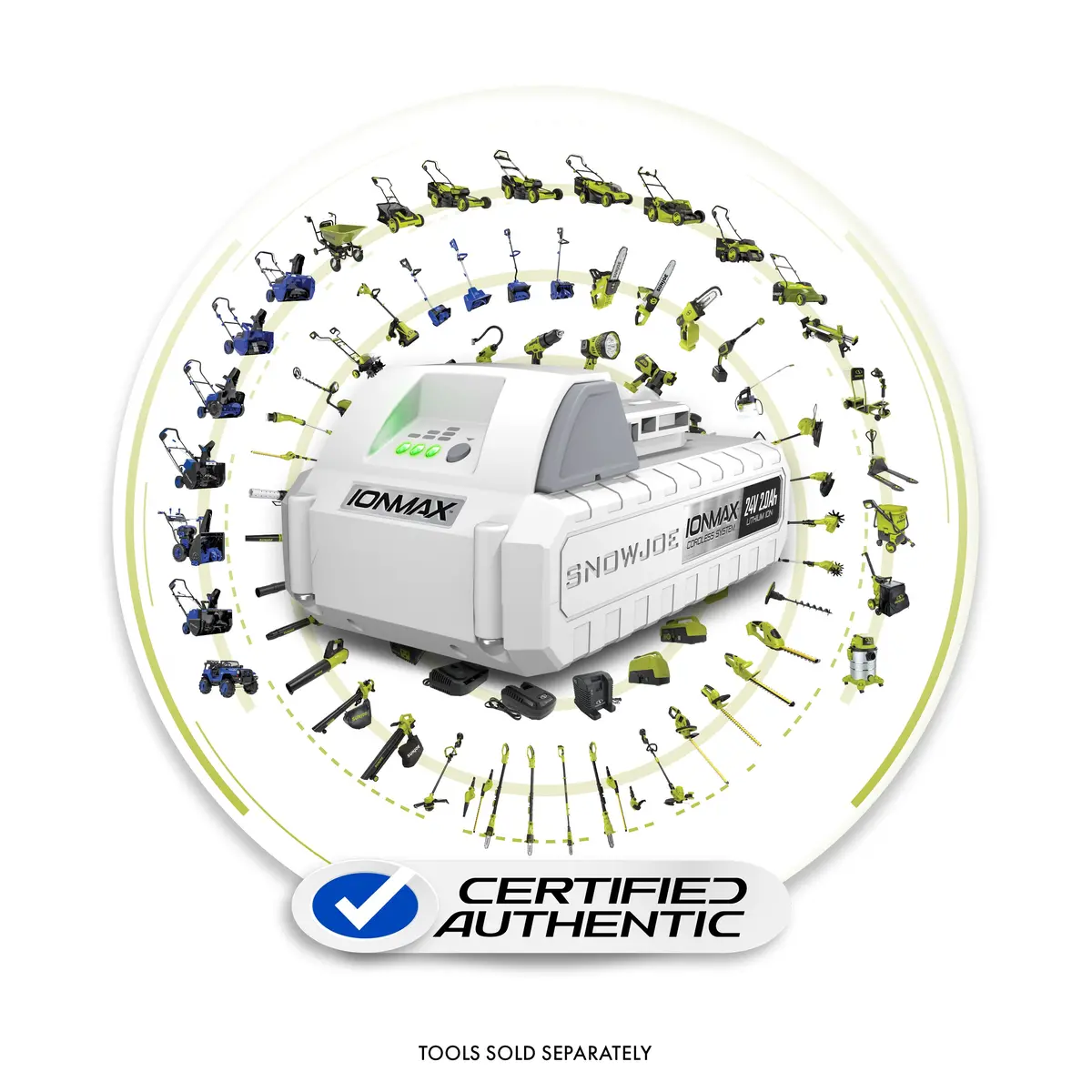 Snow Joe Certified Authentic Ionmax 24-Volt* 2.0-Ah Lithium-Ion Battery | Universal For All Joe Brands (Sun Joe, Auto Joe, Snow Joe, Power Joe) Ionmax Devices | Battery Management System | 3-Stage Led Display 1