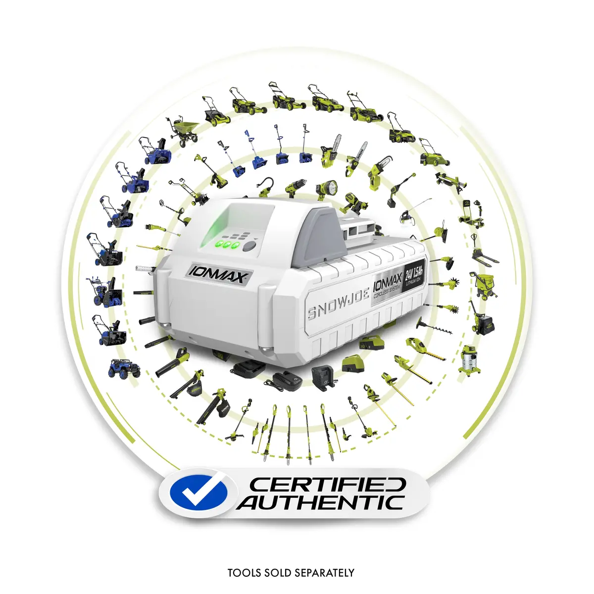Snow Joe Certified Authentic Ionmax 24-Volt* 1.5-Ah Lithium-Ion Battery | Universal For All Joe Brands (Sun Joe, Auto Joe, Snow Joe, Power Joe) Ionmax Devices | Battery Management System | 3-Stage Led Display 1