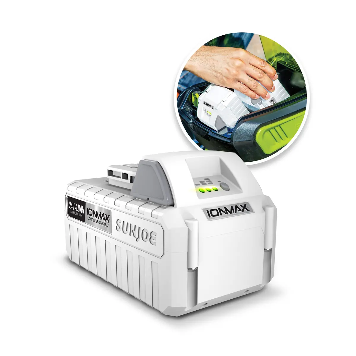 Snow Joe Certified Authentic Ionmax 24-Volt* 4.0-Ah Lithium-Ion Battery | Universal For All Joe Brands (Sun Joe, Auto Joe, Snow Joe, Power Joe) Ionmax Devices | Battery Management System | 3-Stage Led Display 2