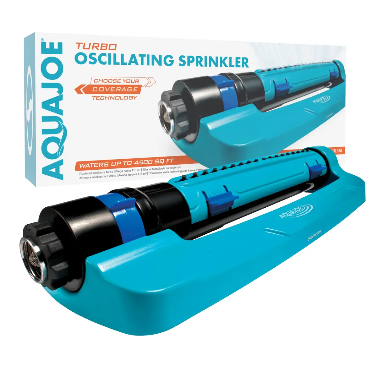 Aqua Joe Sji-Tls18 Turbo Oscillating Lawn Sprinkler | 3-Way Oscillation | Range/Width/Flow Control | 4500 Sq Ft Max Coverage 1